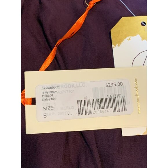 Ramy Brook Merlot Purple Silk Smocked Karlye Blouse Top, Size S, NWT! $295 - Picture 8 of 8